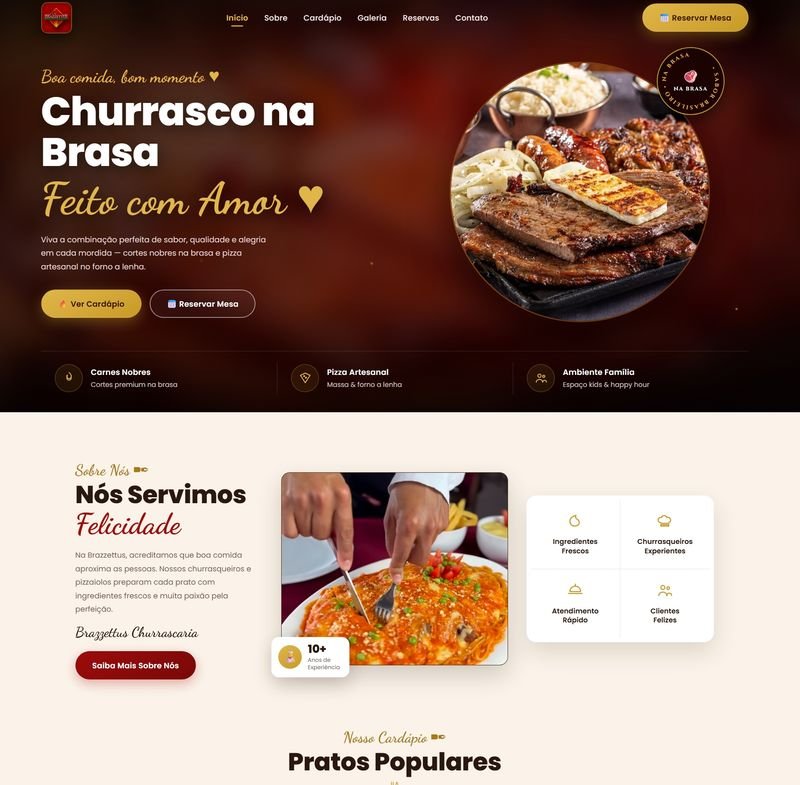 Site da Brazzettus Churrascaria criado pela AD Sites