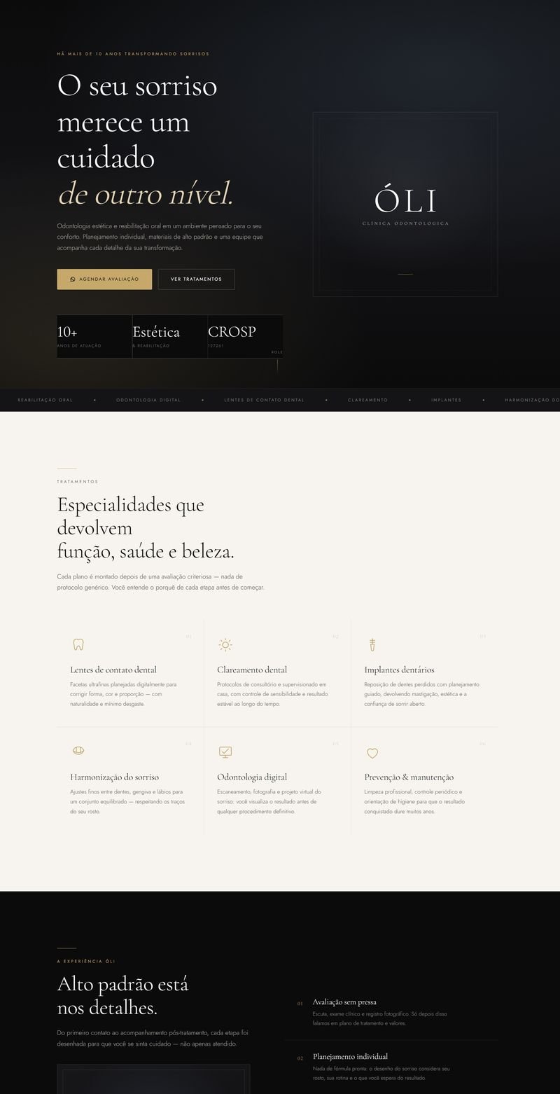 Site da ÓLI Clínica Odontológica criado pela AD Sites