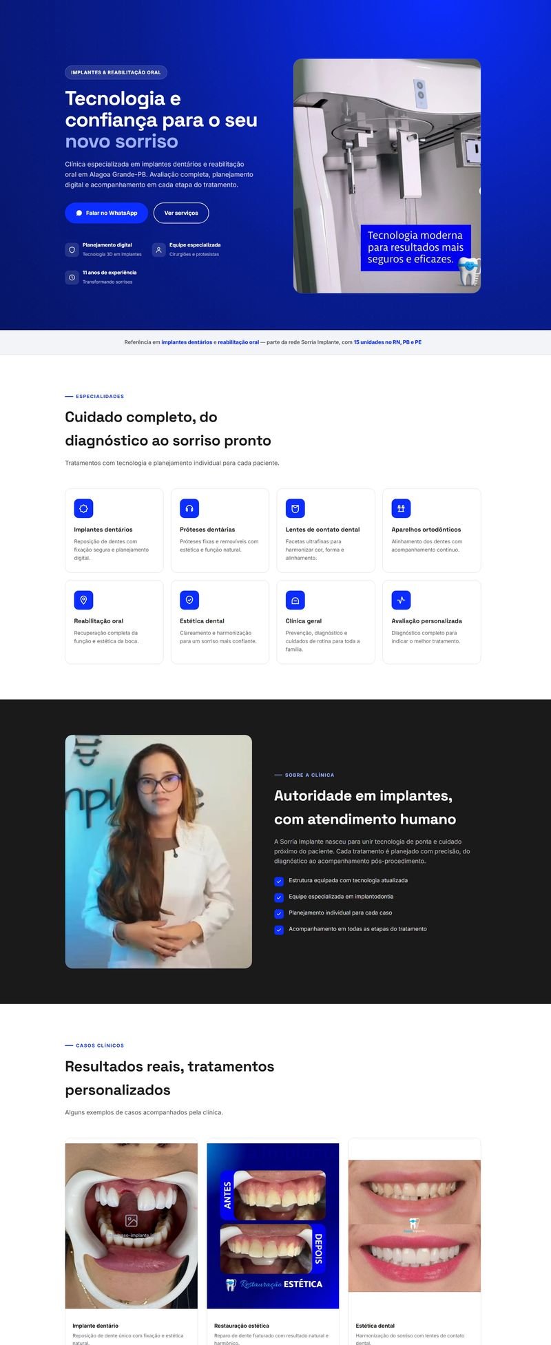 Site da Sorria Implante criado pela AD Sites